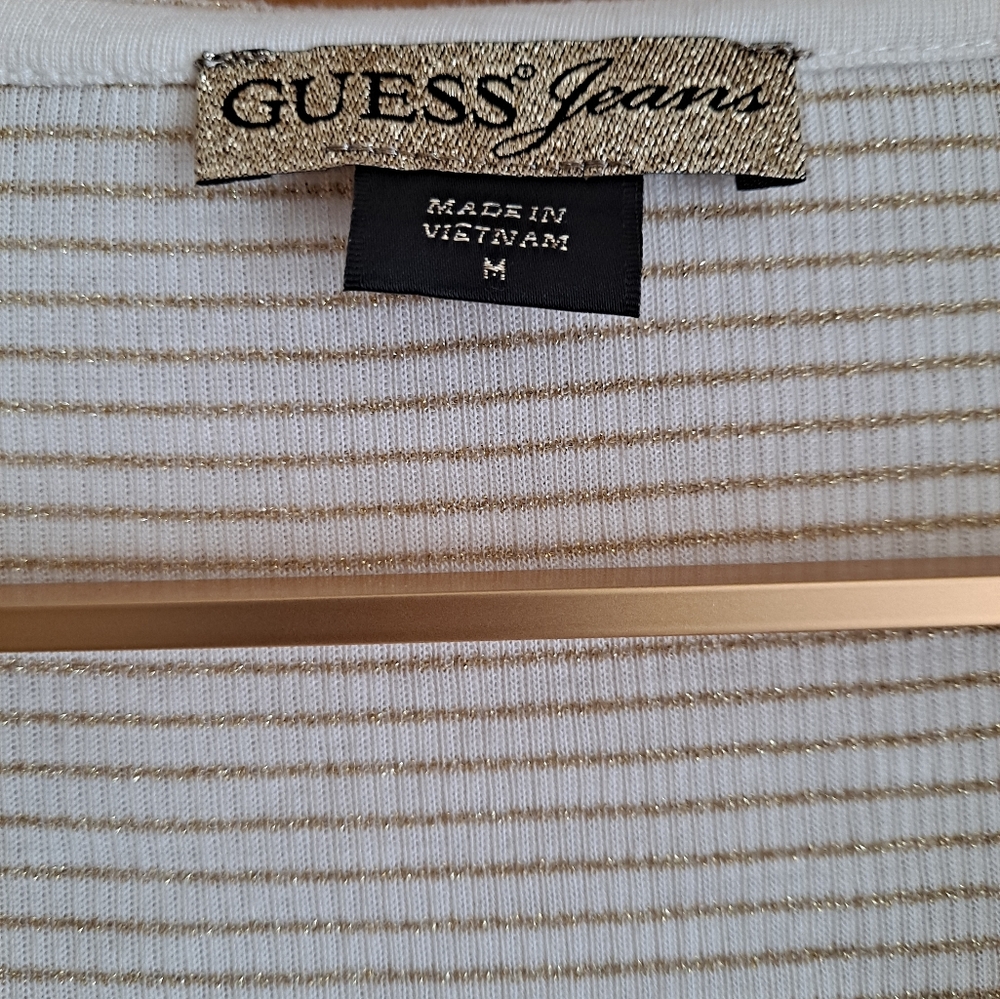 Guess Cream and Gold Hooded Striped Top - Picture 8 of 8